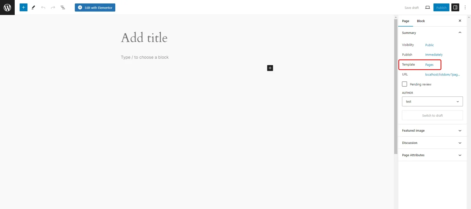 Full width template option in WordPress block editor