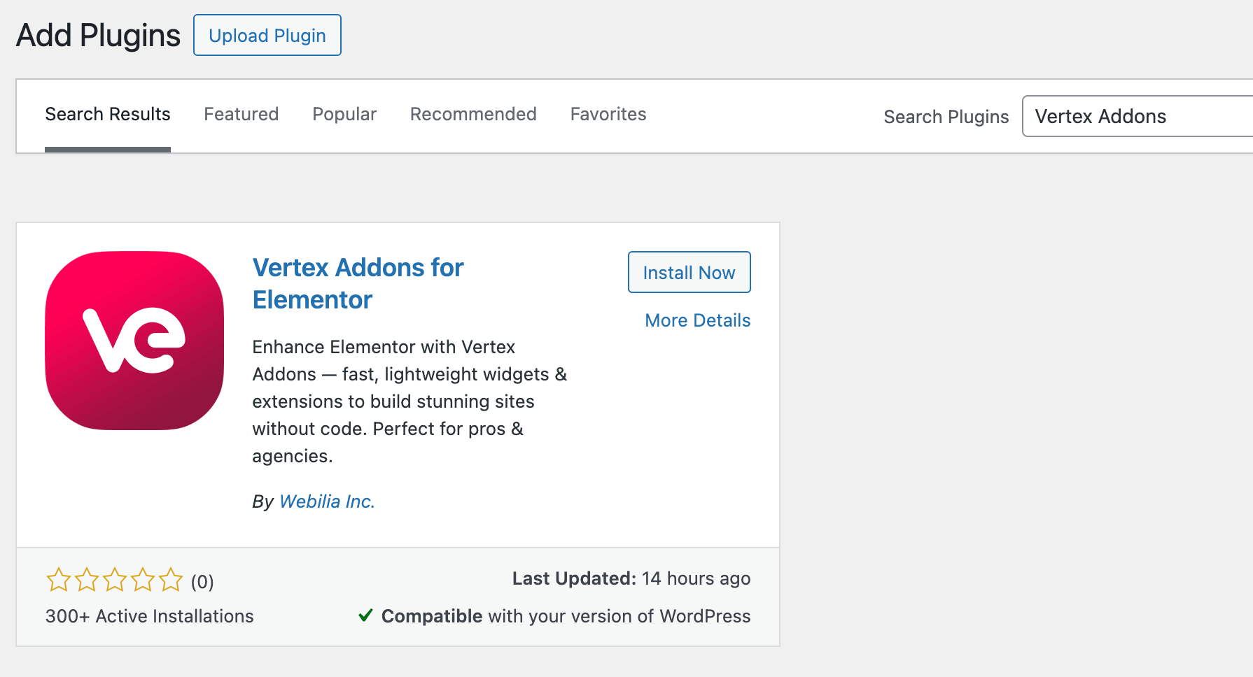 Vertex in WP Search Results