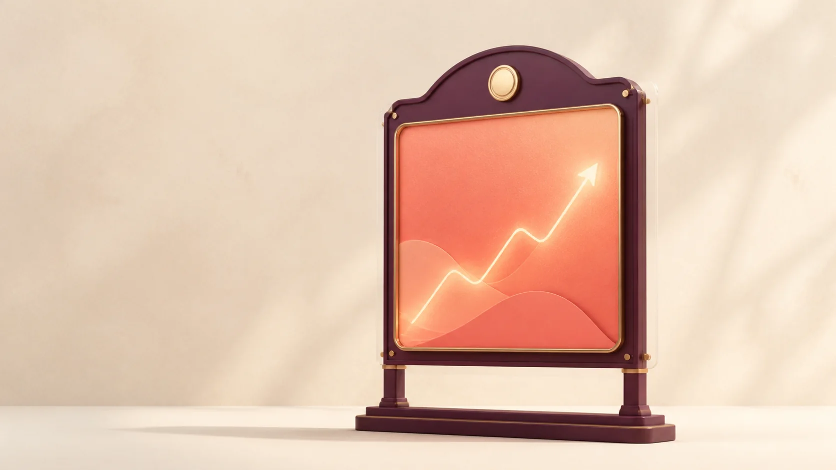 Editorial advertising signboard with an upward growth line for directory website monetization