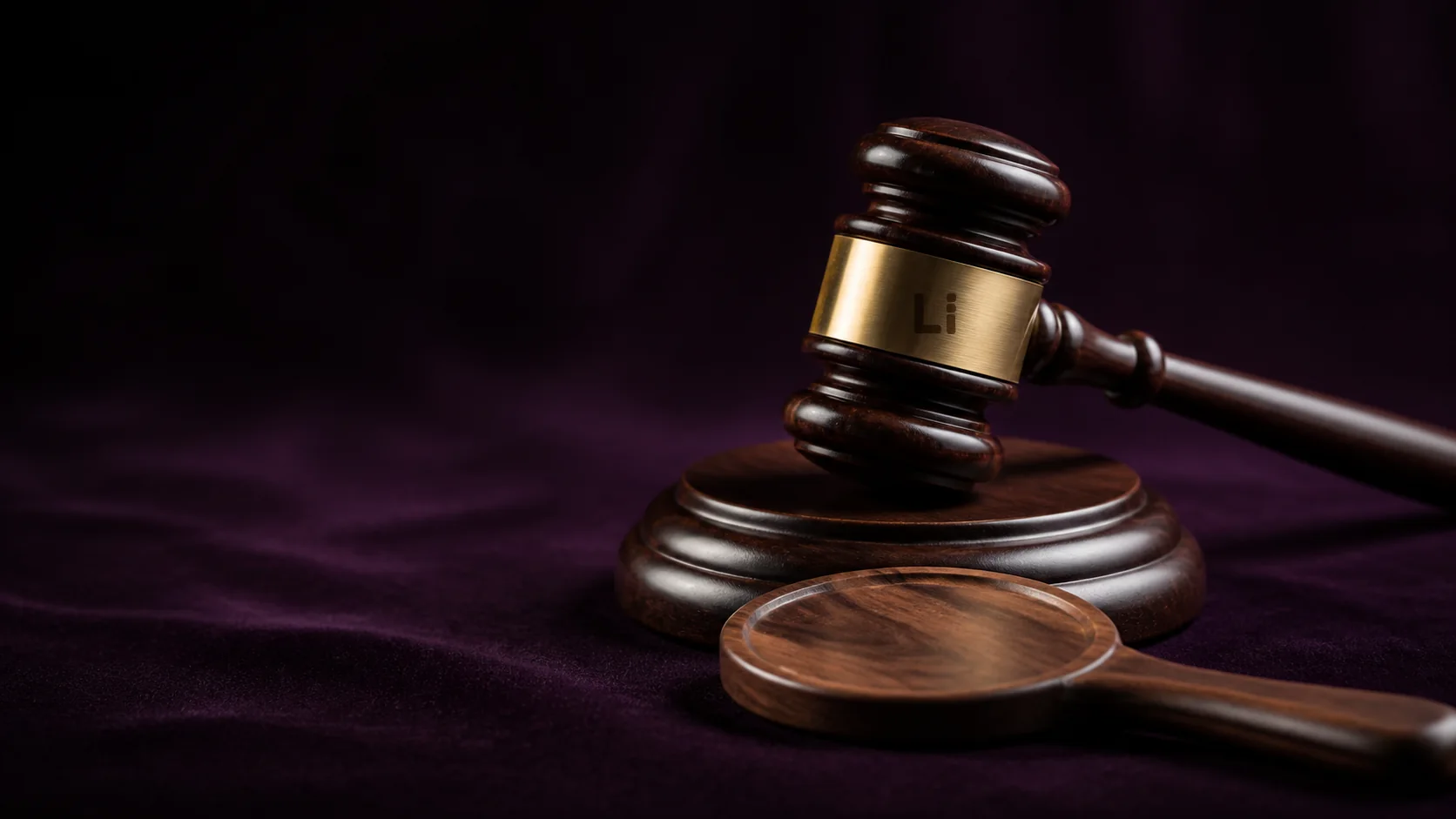Auction gavel with a subtle Li mark engraved into its brass collar