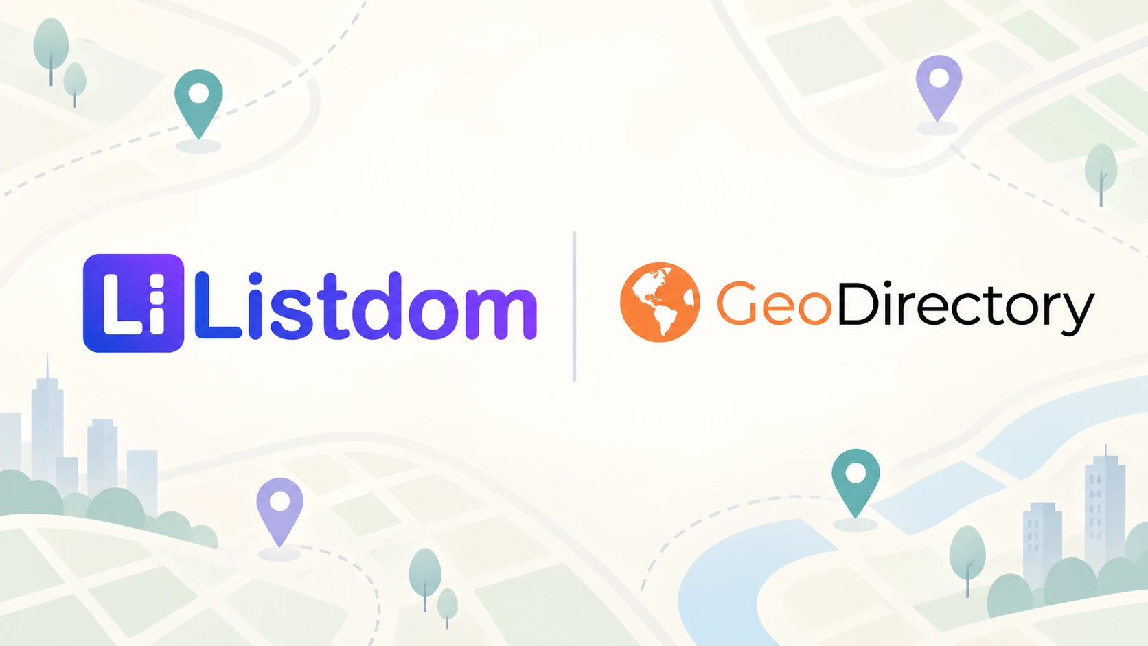 Listdom and GeoDirectory logos presented in a balanced WordPress directory plugin comparison