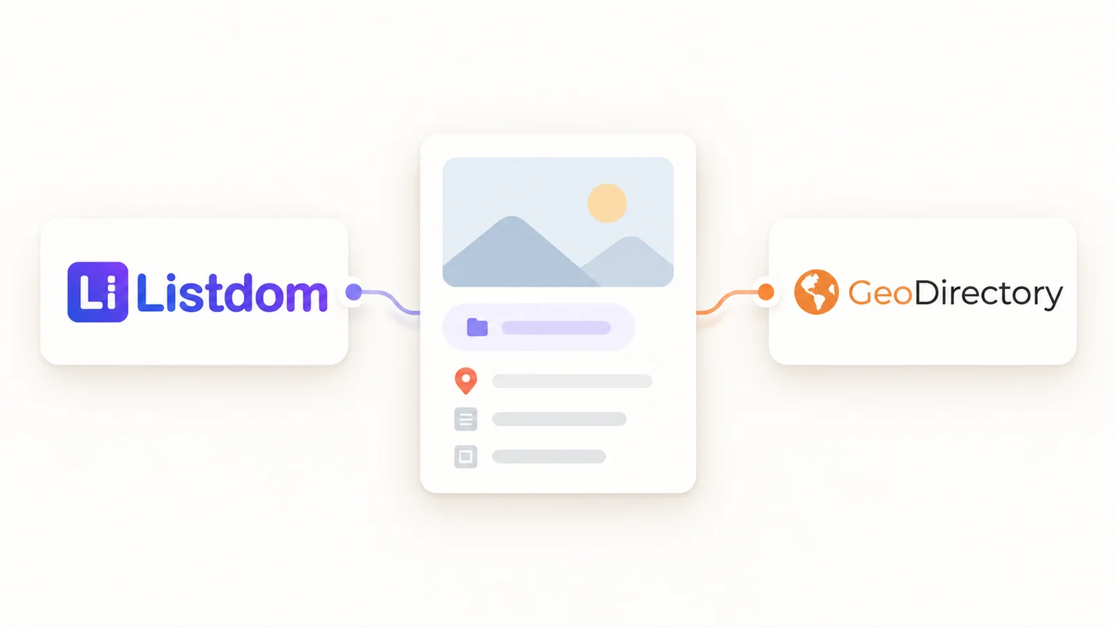 Listdom and GeoDirectory shown beside a neutral listing record with category location and field elements